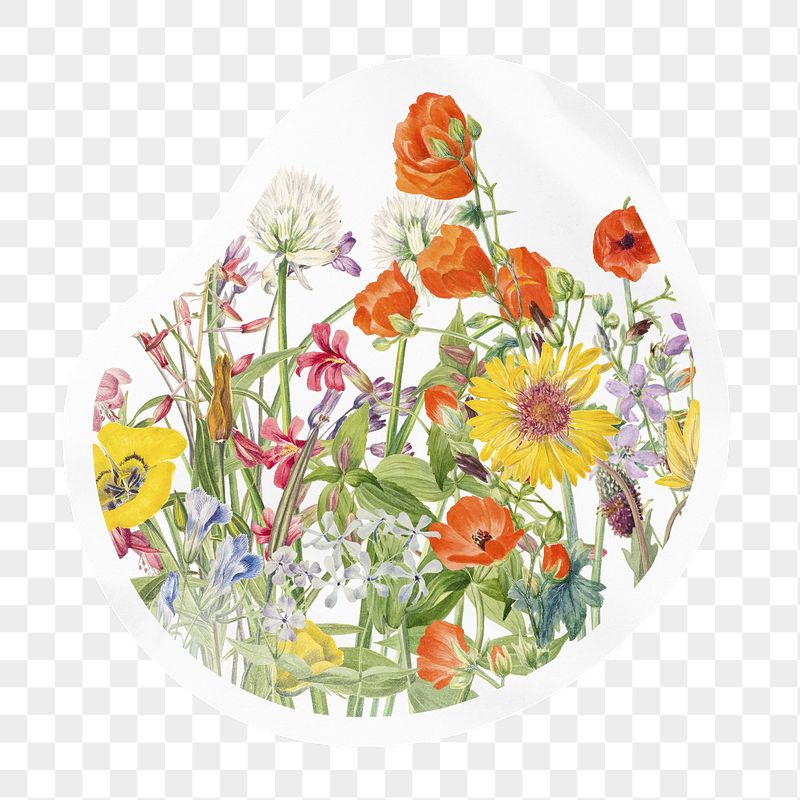 Flower field png badge sticker | Free PNG - rawpixel