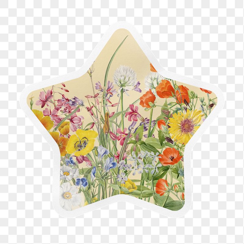 Flower field png star badge | Free PNG - rawpixel