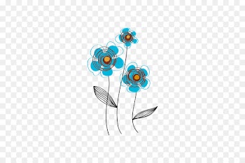Flower, Floral Design, Watercolor Flowers, Turquoise, Aqua PNG