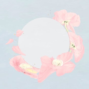Flower frame vector, pink poppy abstract art | Free stock illustration | High Resolution graphic