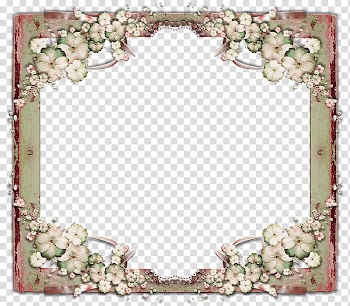 Flower Frame, white and pink floral frame transparent background PNG clipart