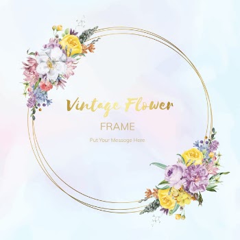 Flower framed badge Free Vector