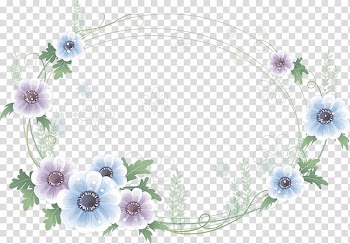 Flower Frames, blue flower border transparent background PNG clipart