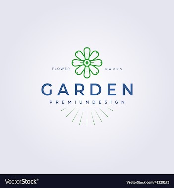 flower garden beautiful park logo vintage line