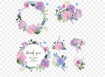 Flower garden Hydrangea Blossom - Vector colored bouquet wreath 