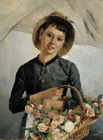 Flower girl, 1885, Aukusti Uotila | Free Photo - rawpixel