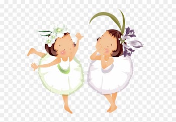 Flower Girl Curtain Clip Art - Cute Little Girls 1 Shower Curtain