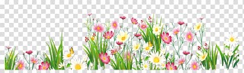 Flower Grasses , Flowers and Grass , yellow and pink flower illusration transparent background PNG clipart