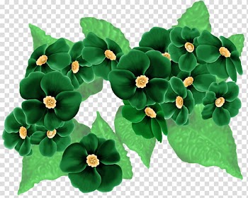 Flower Green, Painted green flowers transparent background PNG clipart