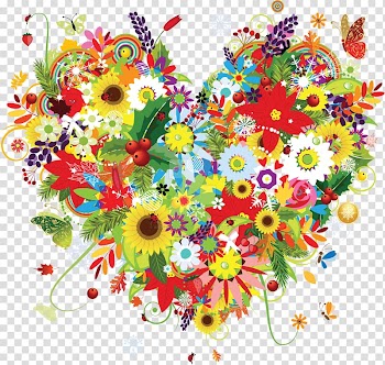 Flower Heart Drawing , HEART FLOWER transparent background PNG clipart