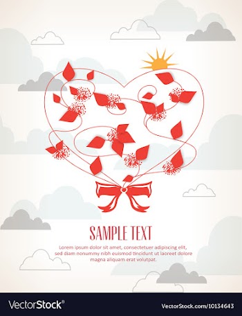 Flower heart shape and clouds vector image
