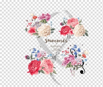 Flower illustration , color creative music peony decoration transparent background PNG clipart