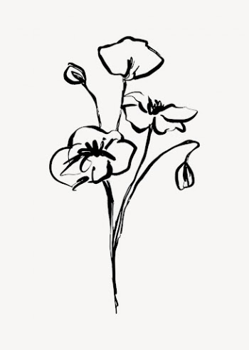 Flower ink brush, aesthetic line | Free Photo - rawpixel