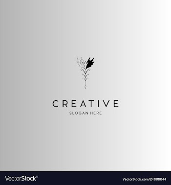 Flower ink creative abstract logo design vector image