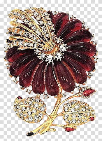 Flower Jewelry s, gold and red flower brooch illustration transparent background PNG clipart