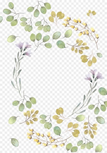 Flower Leaf Watercolor painting - Fresh green leaves watercolor leaves 