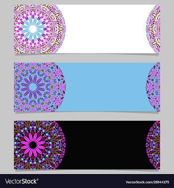Flower mandala banner background set - colorful vector image