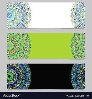 Flower mandala banner set - colorful graphic vector image