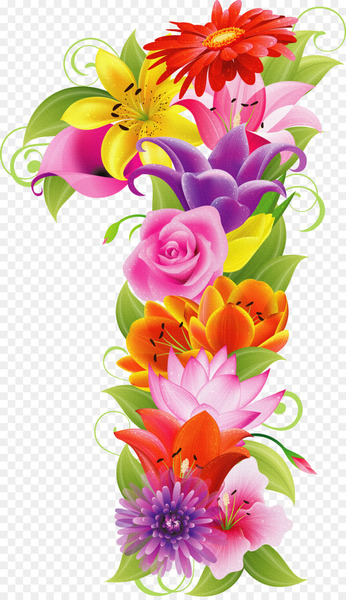 Flower Number Clip art - floral number 