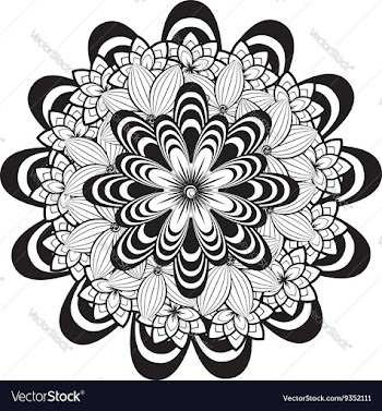 Flower Ornament Black and White vector image