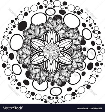 Flower Ornament Black and White2 vector image