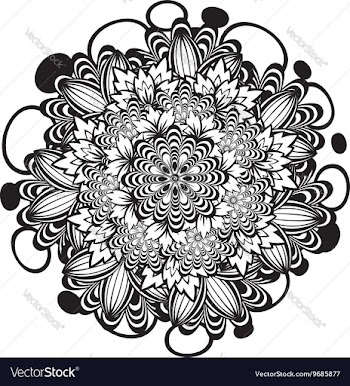 Flower Ornament Black and White4 vector image