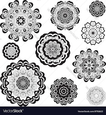 Flower Ornament Black and White5 vector image