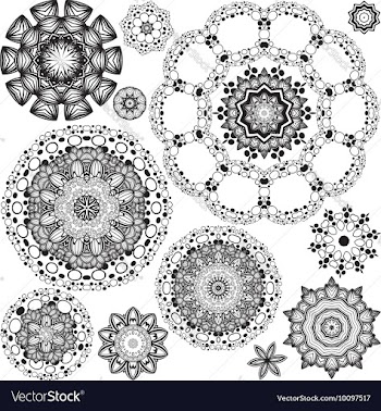 Flower Ornament Black and White6 vector image