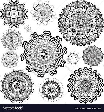 Flower Ornament Black and White7 vector image