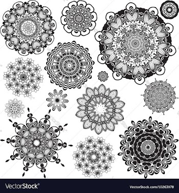 Flower Ornament Black and White8 vector image