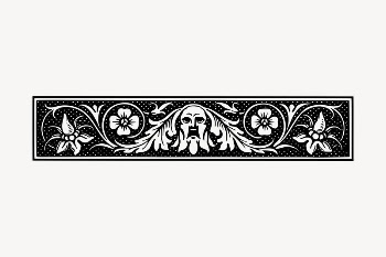 Flower ornament divider drawing, vintage | Free Vector Illustration - rawpixel