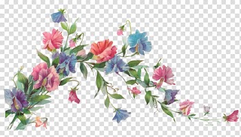 Flower Paper Painting , Flower vine, pink and blue flowers transparent background PNG clipart