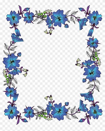 Flower Picture Frame Clip Art - Blue Flower Border Png