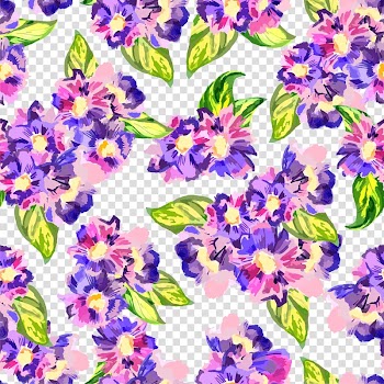 Flower Purple Watercolor painting Pattern, Purple hand-painted flowers transparent background PNG clipart