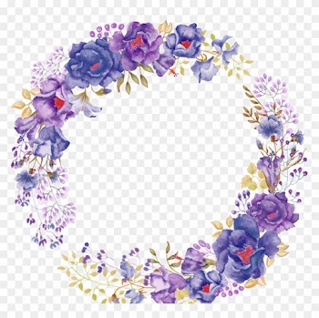 Flower Purple Watercolor Painting Wreath Clip Art - Purple Flower Wreath Clipart