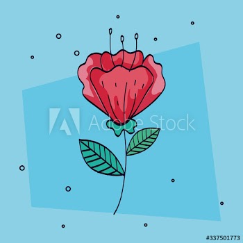 flower red color with branch and leafs design