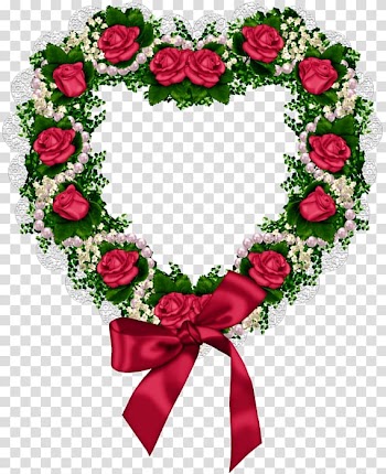 Flower Rose Valentines Day Heart, Wedding elements garland of roses transparent background PNG clipart