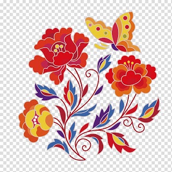 Flower Sketch, Colored floral pattern transparent background PNG clipart
