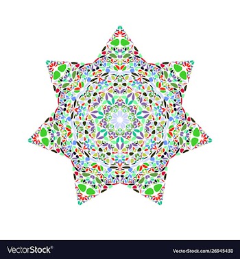 Flower star polygon - ornamental colorful design vector image