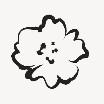 Flower sticker, cute doodle in black | Free PSD Illustration - rawpixel