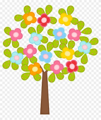 Flower Treefelt Flowersstencilsclip Arttree - Trees And Flowers Clipart
