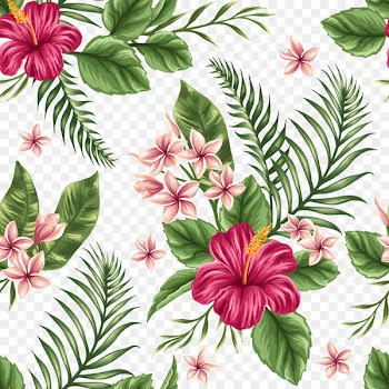 Flower Tropics Watercolor painting - Hand-painted flowers background 