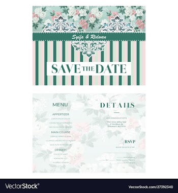 Flower turquoise wedding invitation template vector image