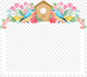 Flower Valentines Day Clip art - Hand painted flower hand painted bird letter border 