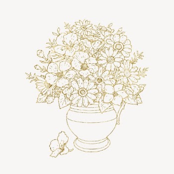 Flower vase clipart, gold aesthetic | Free PSD Illustration - rawpixel