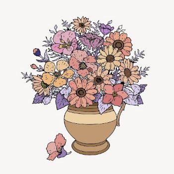 Flower vase collage element, botanical | Free PSD Illustration - rawpixel
