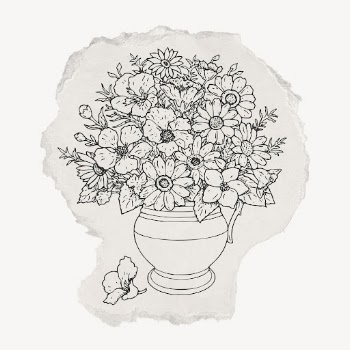 Flower vase drawing, ripped paper | Free PSD Illustration - rawpixel