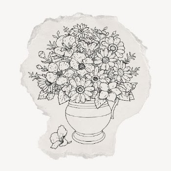 Flower vase drawing, torn paper, | Free Photo Illustration - rawpixel
