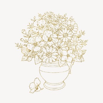 Flower vase gold sticker, aesthetic | Free Vector Illustration - rawpixel