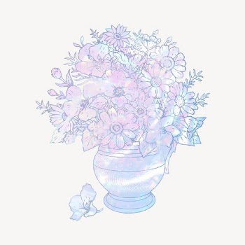 Flower vase holographic clipart, aesthetic | Free Vector Illustration - rawpixel